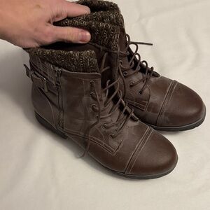 Brown Lace-Up Ankle Boots